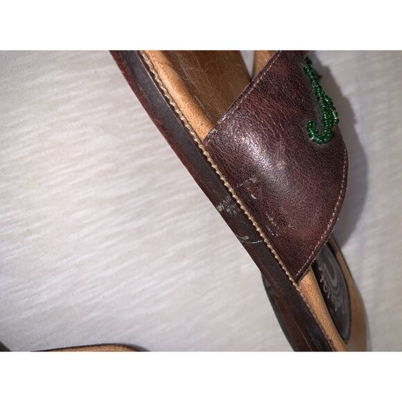 Charlie Horse Womens 7B Leather Thong Sandals Artisan Hand Crafted in Brazil - Picture 3 of 4